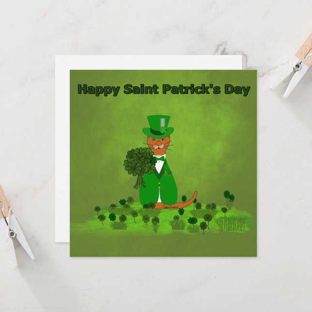 Oliver The Otter Picking Shamrocks- Saint Patrick (Front/Back In Situ)