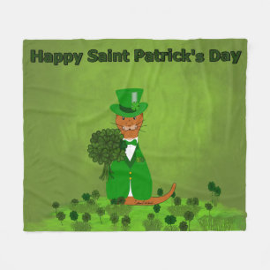 Oliver The Otter Picking Shamrocks- Saint Patrick Fleece Blanket
