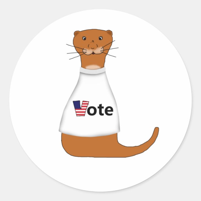Oliver The Otter Says Vote! Classic Round Sticker (Front)
