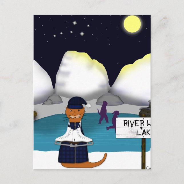 Oliver The Otter Skates at River Postcard (Front)