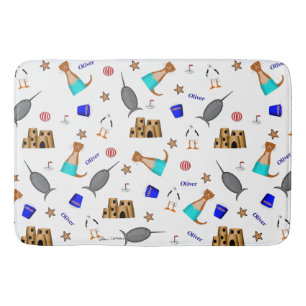 Oliver The Otter Summer Beach Vacation Pattern Bath Mat