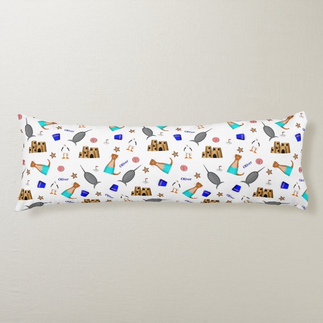 Oliver The Otter Summer Beach Vacation Pattern Body Pillow (Front)