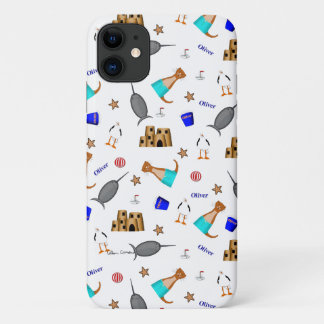 Oliver The Otter Summer Beach Vacation Pattern iPhone 11 Case