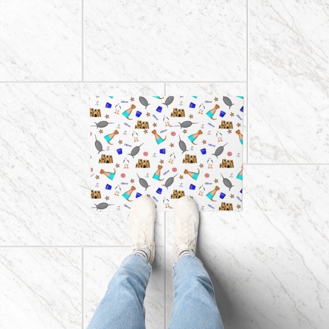 Oliver The Otter Summer Beach Vacation Pattern Doormat (Indoor)