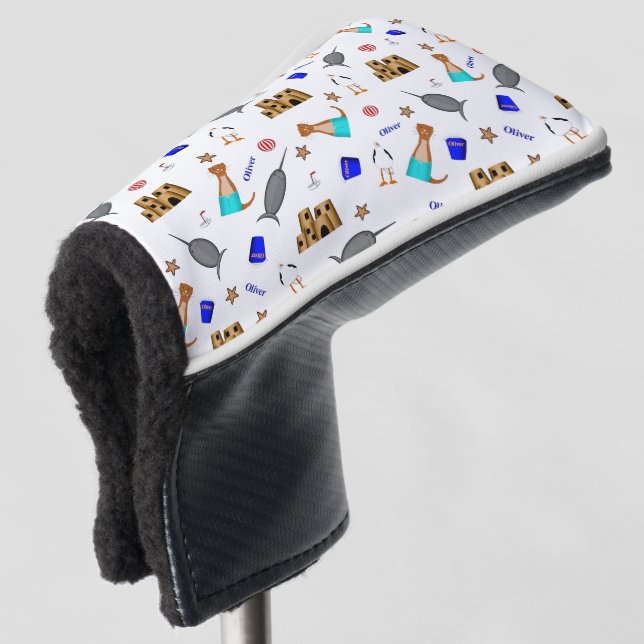 Oliver The Otter Summer Beach Vacation Pattern Golf Head Cover (3/4 Front)
