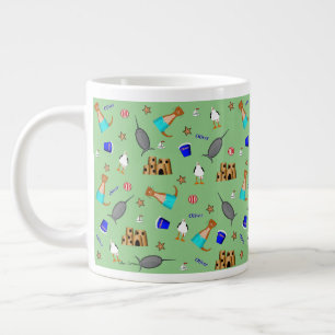 Oliver The Otter Summer Beach Vacation Pattern Large Coffee Mug
