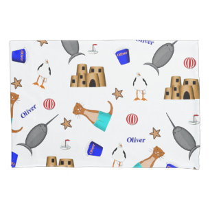 Oliver The Otter Summer Beach Vacation Pattern Pillowcase