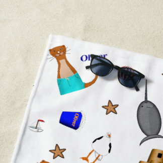Oliver The Otter Summer Beach Vacation Pattern Towel