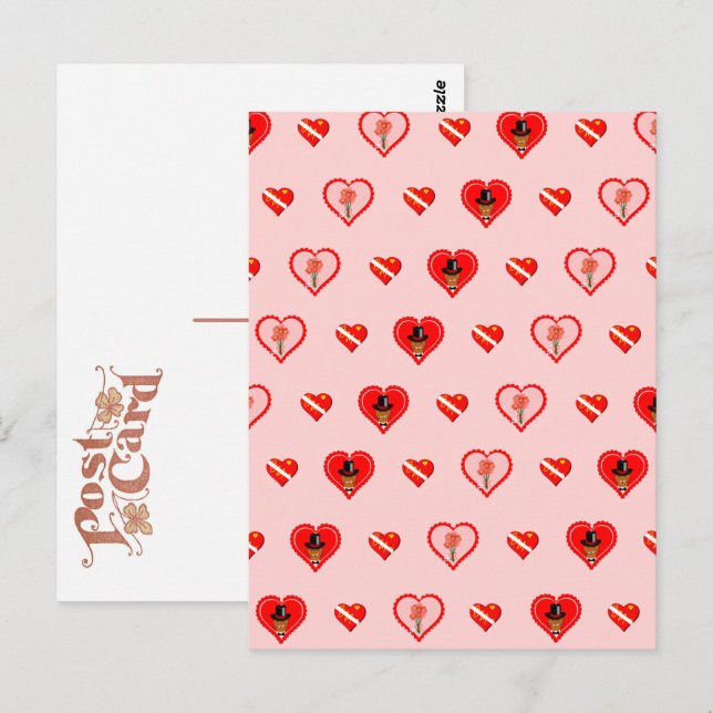 Oliver The Otter Valentine's Day Pattern Postcard (Front/Back)