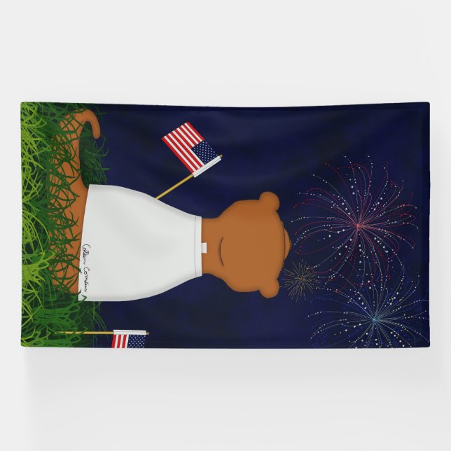 Oliver The Otter Watching Fireworks Banner (Horizontal)