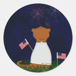 Oliver The Otter Watching Fireworks Classic Round Sticker