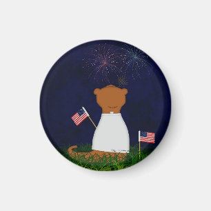 Oliver The Otter Watching Fireworks Magnet