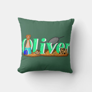 Oliver The Otter's at the Beach Throw Pillow