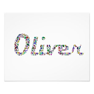 Oliver Typography with Colourful Pattern Design Photo Print