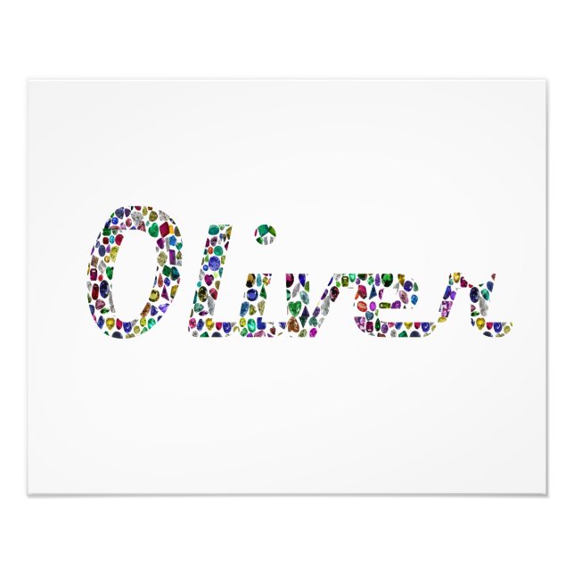 Oliver Typography with Colourful Pattern Design Photo Print (Front)