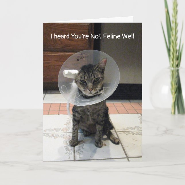 Oliver's Not Feline Well - Cat Get Well Card (Front)