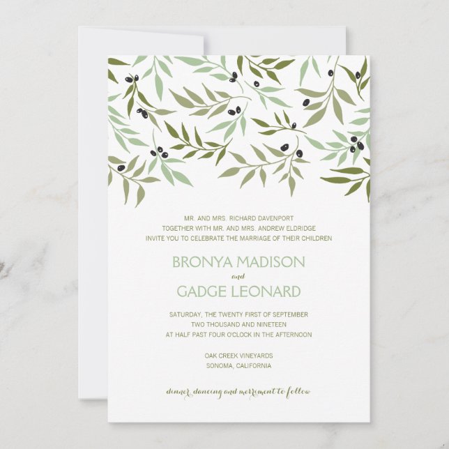 Olives and Green Laurels Invitation (Front)