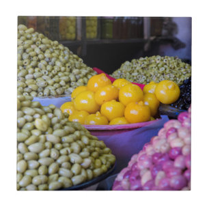 Olives And Lemon At Market Tile