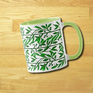 Olives and Vining Leaves Garland Lime Green  Mug
