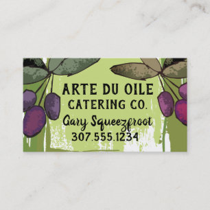 olives branch olive oil chef catering culinary bus business card