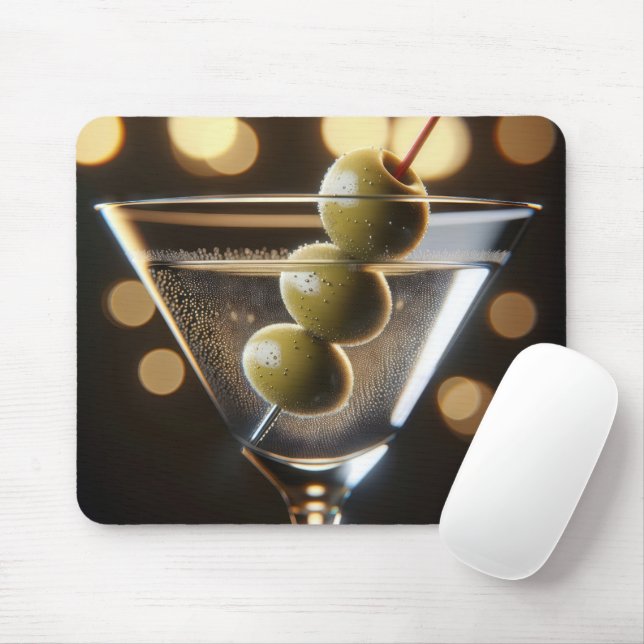 Olives In a Martini Mouse Pad (With Mouse)