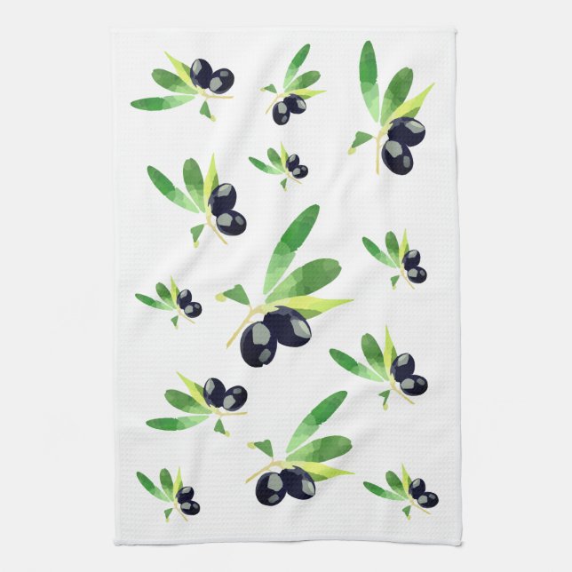Olives méditerranéennes Serviette de cuisine (Vertical)