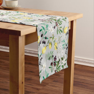 Olives,Tuscany ,flowers,Mediterranean,lemon   Short Table Runner