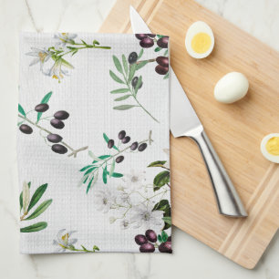 Olives,Tuscany ,flowers,Mediterranean,summer   Kitchen Towel