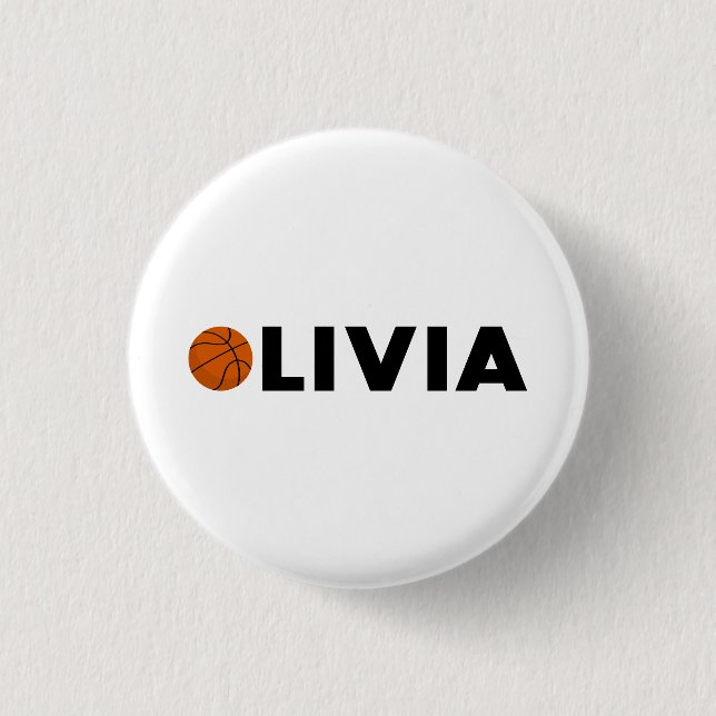 Olivia Basketball 1 Inch Round Button (Front)