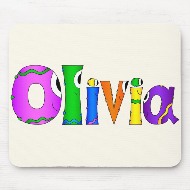 "Olivia" Cartoon Character Name Mouse Pad (Front)