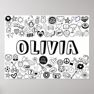 'OLIVIA' Colour-it-Yourself Outline Design Poster