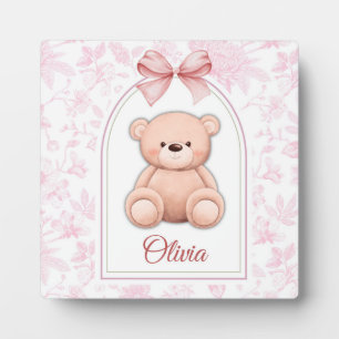 Olivia   Custom Pink Teddy Bear Nursery Design  Plaque
