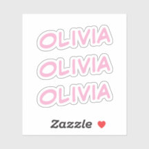 Olivia Decorative Name in Pink x3 Sticker