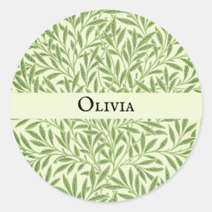 Olivia Elegant Floral Personalized Name Classic Round Sticker