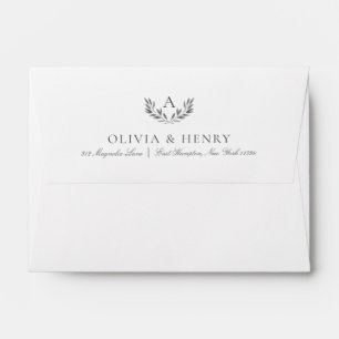 Olivia Elegant Monogram Grey Wedding Invitation Envelope