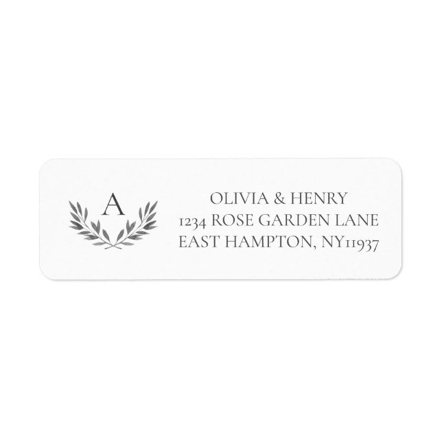 Olivia Elegant Simple Grey Monogram Adresse de ret (Devant)