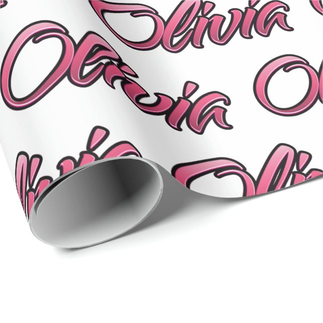 Olivia faded pink personalized gift paper (Roll Corner)