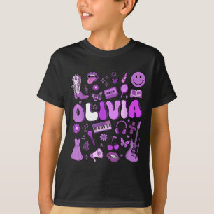Olivia First Name I Love Olivia Groovy 80's Girls  T-Shirt