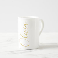 Olivia Gold Script Name White Specialty Mug