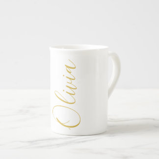 Olivia Gold Script Name White Specialty Mug