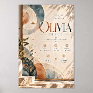 Olivia Grace Personalized Baby Birth Stats Celesti Poster