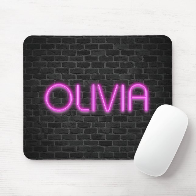 OLIVIA In PINK Neon Lights  Mouse Pad (With Mouse)
