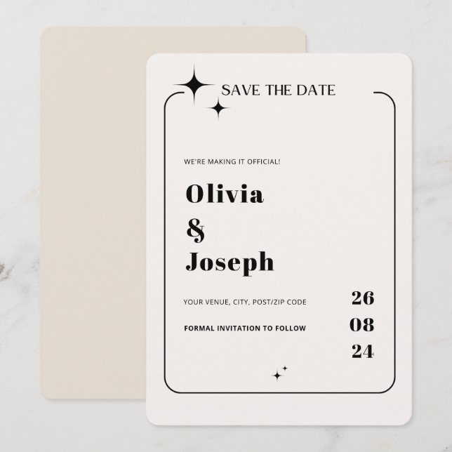 OLIVIA Modern Ivory Celestial Enregistrer la carte (Devant / Derrière)