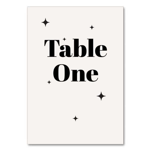 OLIVIA Modern Ivory Celestial Wedding Breakfast Table Number (Front)