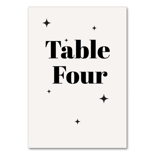 OLIVIA Modern Ivory Celestial Wedding Breakfast Table Number (Front)