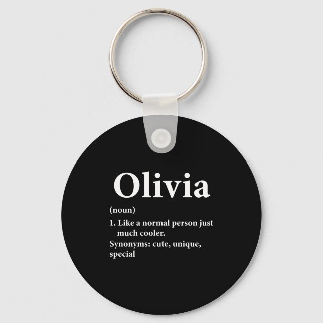 Olivia Name Definition Funny D  Keychain (Front)