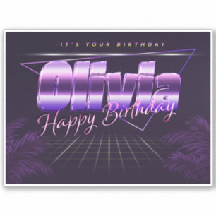 Olivia Name First name lila retro Sticker Birthday