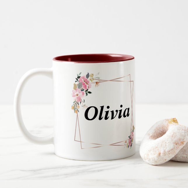 Olivia name Mug – Custom Coffee Cup with An (With Donut)