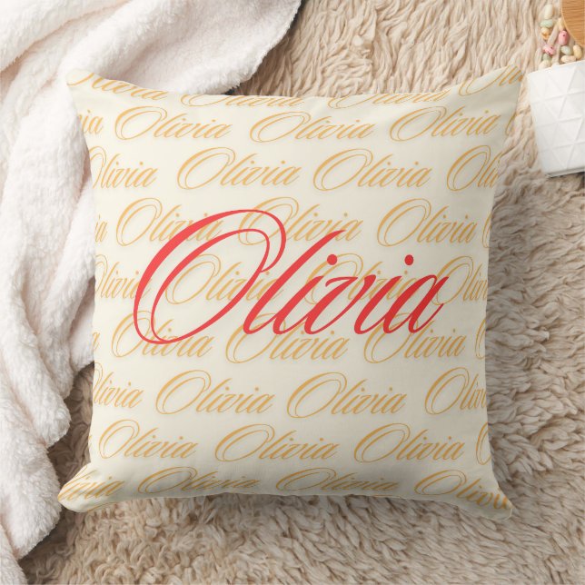 Olivia Name Pattern Design Throw Pillow (Blanket)