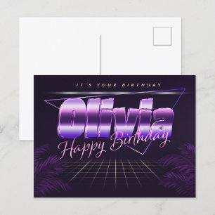 Olivia Name Vorname lila Postkarte Geburtstag Postcard